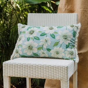 Blue Cotton Embroidered Rectangle Cushion Cover