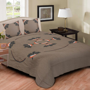 Alaqua Beige Emb. Faux Silk Bedspread