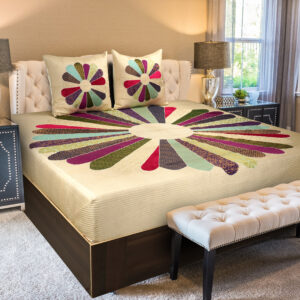 Alaqua Beige Emb. Faux Silk Bedspread
