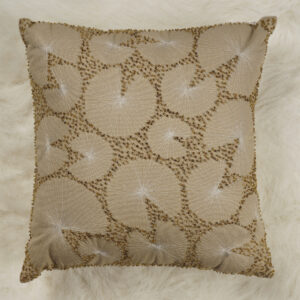 Beige Cotton Embroidered & Adda Work Cushion Cover