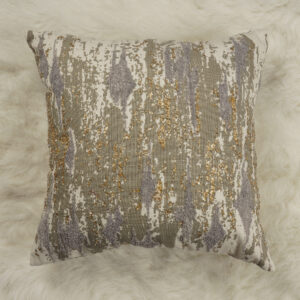 Off White Cotton Printed & Embroidered Cushion Cover