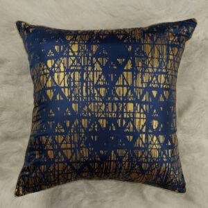 Navy Blue Velvet Foil Print Cushion Cover