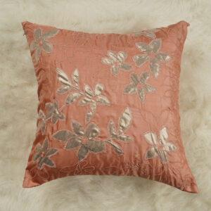 Peach Silk Patch Work Cushion Cover