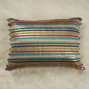 Golden Silk Rectangle Embroidered Cushion Cover