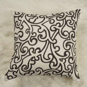 Off White Cotton Embroidered Cushion Cover
