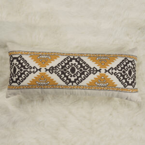 Ivory Cotton Embroidered Rectangle Cushion Cover