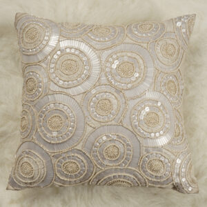 Off White Silk Adda Work Cushion Cover