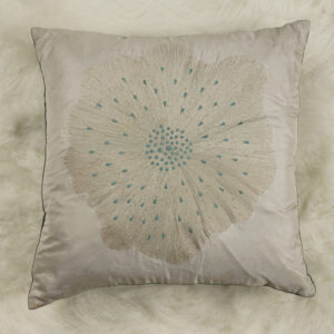 Off White Silk Embroidered Cushion Cover
