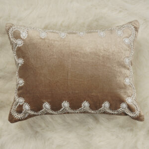 Beige Velvet Rectangle Adda Work Cushion Cover
