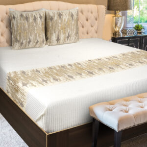 Lush & Beyond Beige Cotton Embroidered & Printed Bedcover