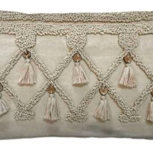 Off White Cotton Rectangle Dori Work Cushion Cover