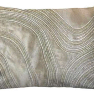 Off White Velvet Embroidered & Dori Work Rectangle Cushion Cover