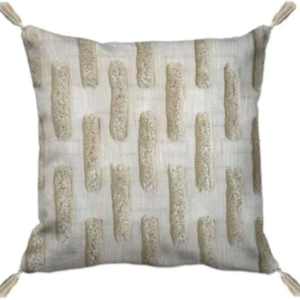 Off White Cotton Embroidered & Dori Work Cushion Cover