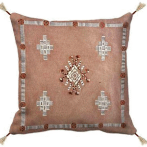 Rust Cotton Embroidered & Adda Work Cushion Cover