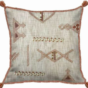 Off White Cotton Embroidered & Dori Work Cushion Cover
