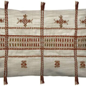 Off White Cotton Embroidered & Adda Work Rectangle Cushion Cover