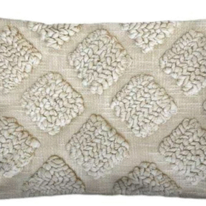 Off White Cotton Slub Embroidered & Dori Work Cushion Cover
