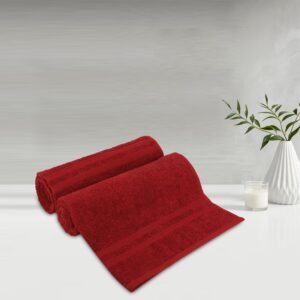 Lush & Beyond Red Cotton 500 GSM 2-Piece Solid Bath Towel Set