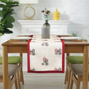 Off white Cotton Printed Table Runner