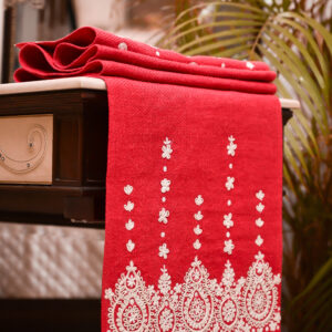 Red Cotton Slub Dori Work Table Runner