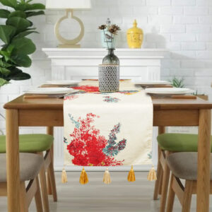 Cream Cotton Printed Table Runner