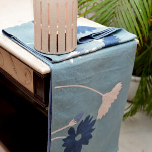 Brown Embroidered Cotton Table Runner